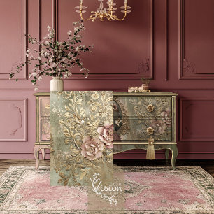 Papel De Seda Beija-flor Patina Dourada Efeito Floral Embutido
