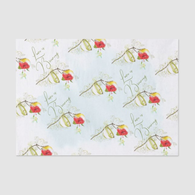 Papel De Seda Beija-flor Xícara Floral (Frente )