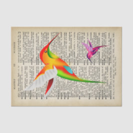 Papel De Seda Beija-flores Coloridos em Página de Dicionário Ant