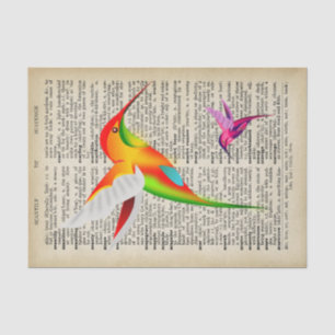 Papel De Seda Beija-flores Coloridos em Página de Dicionário Ant