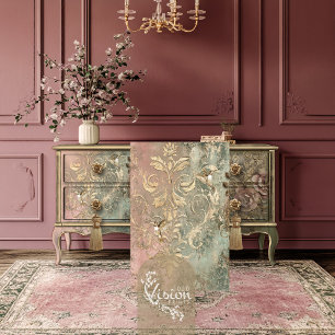 Papel De Seda Beija-flores dourados Pátina Damasco Dourado