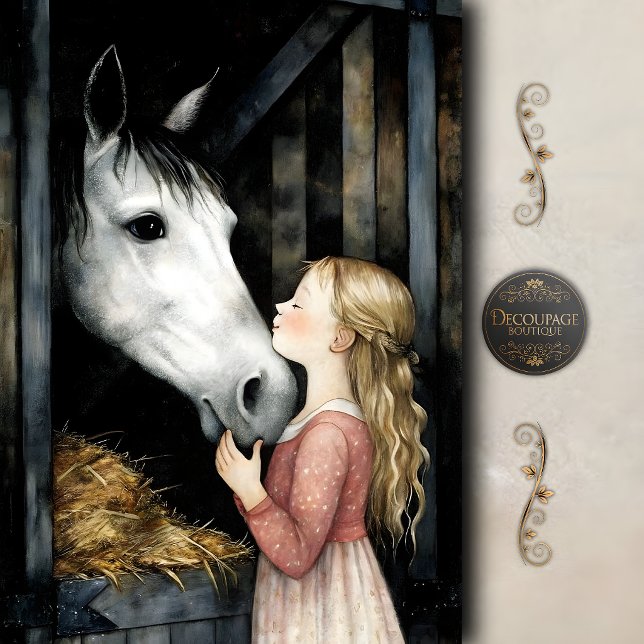 Papel De Seda Beijo Doce de Cavalo Decoupage (Sweet Horse Kiss Decoupage Tissue Paper)