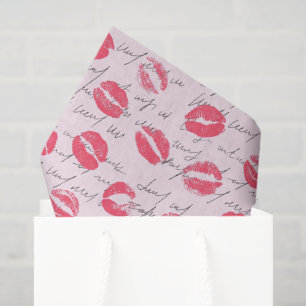 Papel De Seda Beijos de Batom Vermelho Dia dos Namorados 