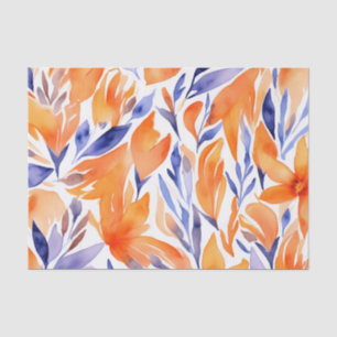 Papel De Seda Bela aquarela padrão laranja abstrato floral