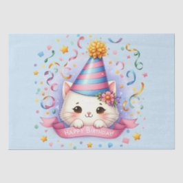 Papel De Seda Bela Cartoon Kawaii Kitty Feliz Aniversário