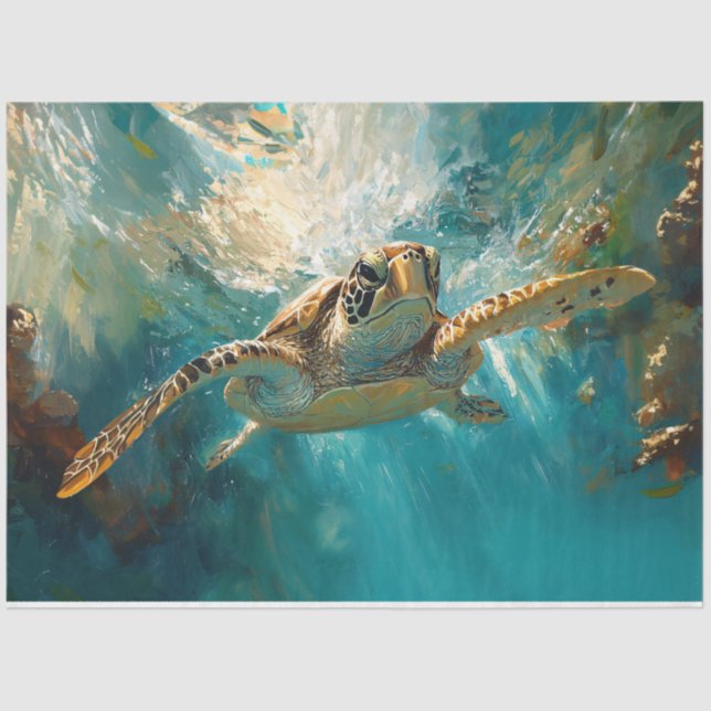 Papel De Seda Bela Decoupage de Tartaruga Marinha (Frente )