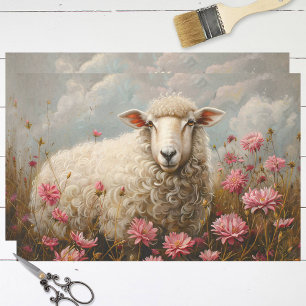 Papel De Seda Bela despojagem de campo de flor silvestre rosa-ro