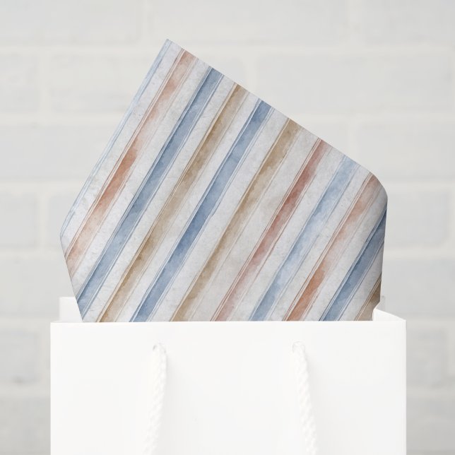 Papel De Seda Bela Faixa Bege Creme Azul Casamento (Sacola de presentes)