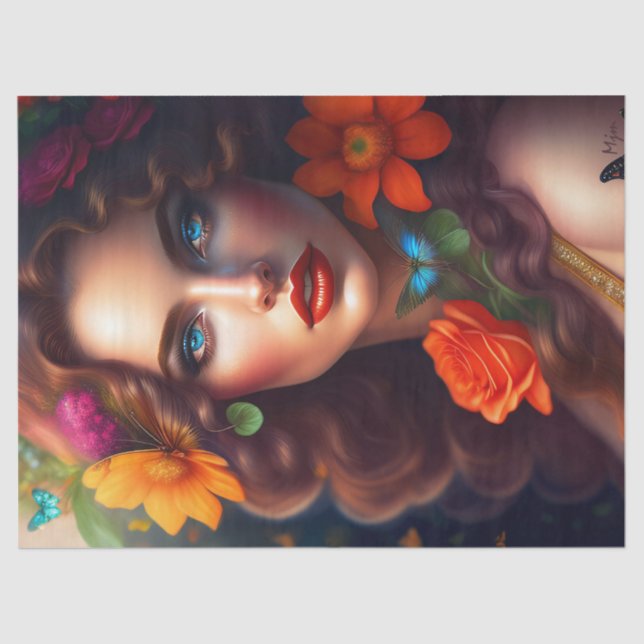 Papel De Seda Bela Fantasia, Flor, Decoupage (Frente )