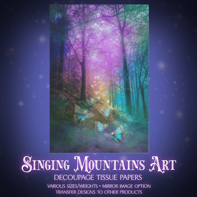 Papel De Seda Bela Inclinação de Borboletas Florestais (Criador carregado)