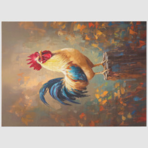 Papel De Seda Bela Pintura de Galo em Decoupage