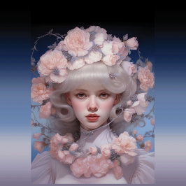 Papel De Seda Bela Platina - Retrato e Flores de Mulher