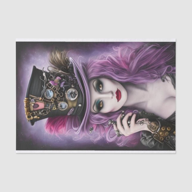 Papel De Seda Bela Steampunk Roxa (Frente )
