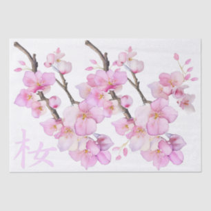 Papel De Seda Belas flores de cerejeira Sakura em rosa água-fort