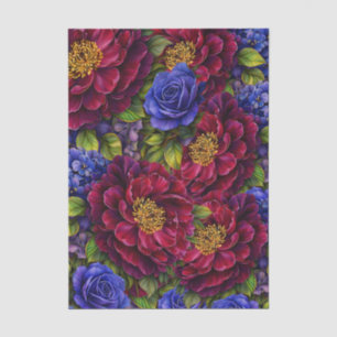 Papel De Seda Belas Flores de Jardim em Aquarela Decoupage