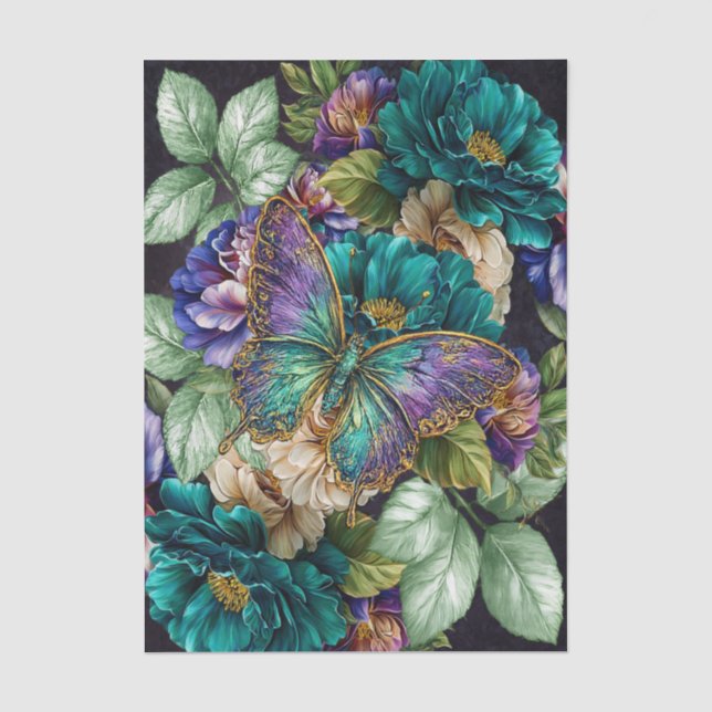 Papel De Seda Belas Flores de Jardim em Aquarela Decoupage (Frente )