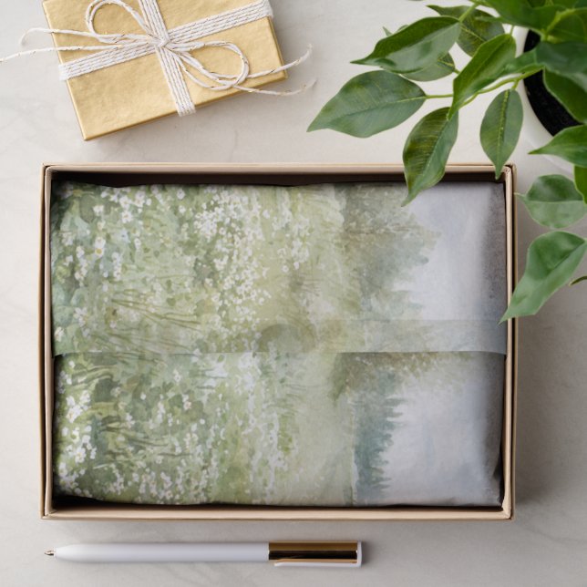Papel De Seda Belas Flores de Prado Verde Céu Azul (Presente)