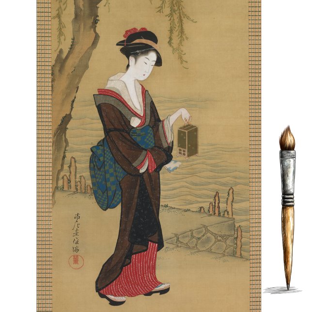 Papel De Seda Beleza com moscas-de-fogo por Kubo Shunman (Criador carregado)