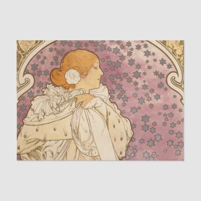 Papel De Seda Beleza da Mulher Mucha Art Nouveau (Frente )