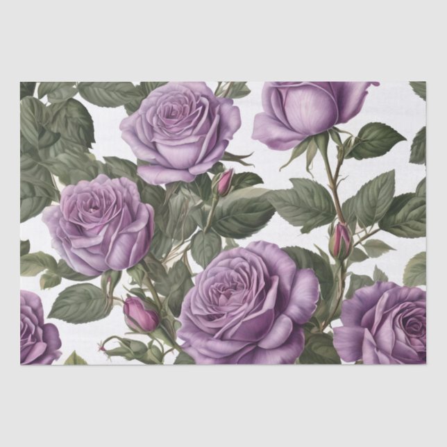 Papel De Seda "Beleza do Eterno: Rosas de visões provinciais rox (Frente )