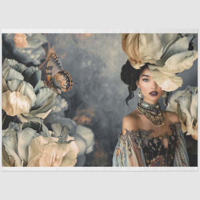 Papel De Seda Beleza Escura e Placa Azul Moody, Arte Retrato (Frente )