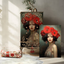 Beleza Flapper dos Anos 1920, Arte de Retrato de P