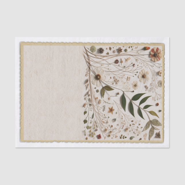 Papel De Seda Beleza Natural Botânica Flores & Folhas Casamento (Frente )
