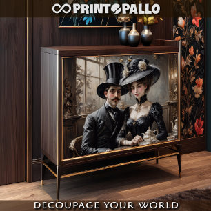 Papel De Seda Belle epoque casal em um café de Paris