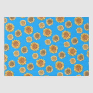 Papel De Seda  Belo Elegante Boho Farmhouse Amarelo Azul Girasso