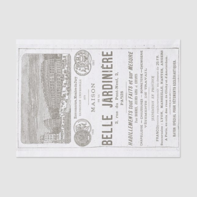 Papel De Seda Belo Jardineiro House Paris 1888 (Frente )