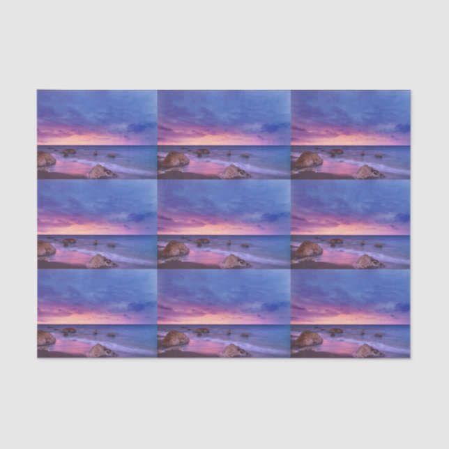 Papel De Seda Belo Padrão de Foto Costeira Sunset (Frente )