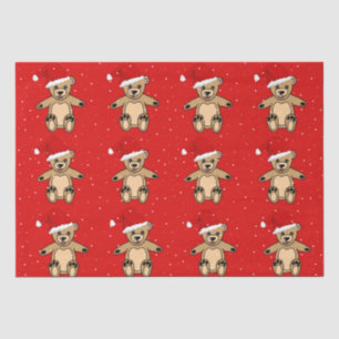 Papel De Seda Belo Urso de Teddy com Natal Vermelho