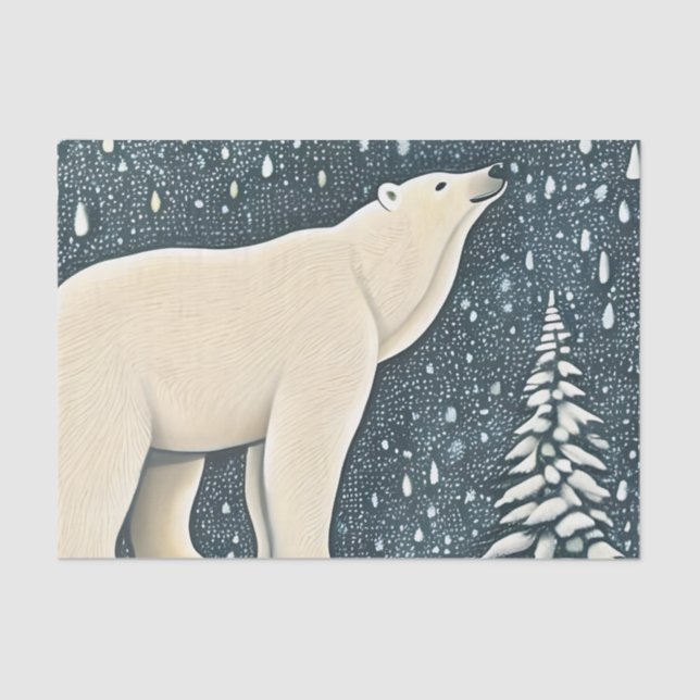Papel De Seda Belo Urso Polar Ártico (Frente )