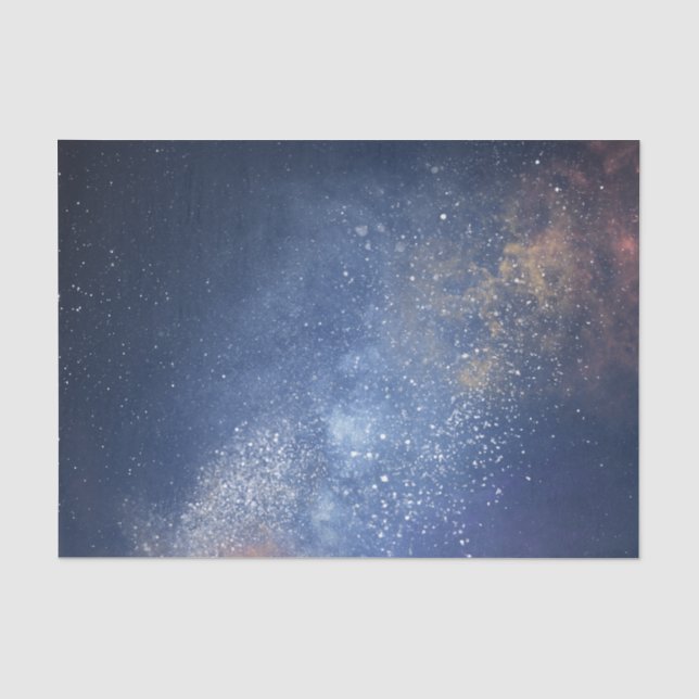 Papel De Seda Belos Azul Espaço Exterior Estrelas Via Láctea Gal (Frente )