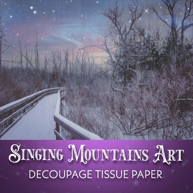 Papel De Seda Belos bosques nevados decoupage de inverno rústico (Criador carregado)