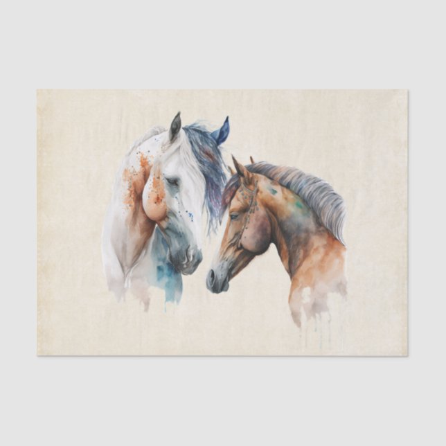 Papel De Seda Belos Cavalos Estilo Boho Ocidental (Frente )