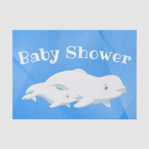 Papel De Seda Beluga Baleia Azul, Branco Oceano Ártico Bebê