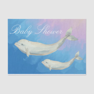 Papel De Seda Beluga Whale Mãe e Chá de fraldas de Vitelo