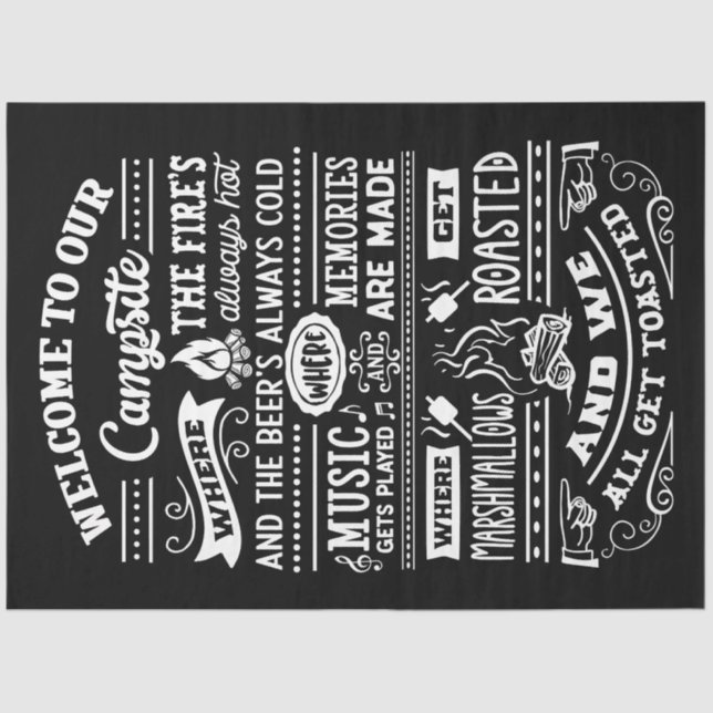 Papel De Seda Bem-vindo ao nosso Campsite (Frente )