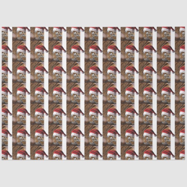 Papel De Seda Bengal Tiger Santa Claus (Frente )
