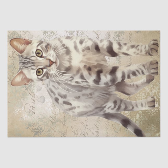 Papel De Seda Bengala Cat Watercolor (Frente )
