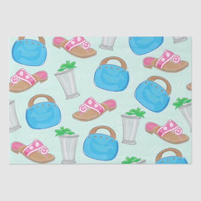 Papel De Seda Bermuda Bag Sandals Mint Julep Preppy (Frente )