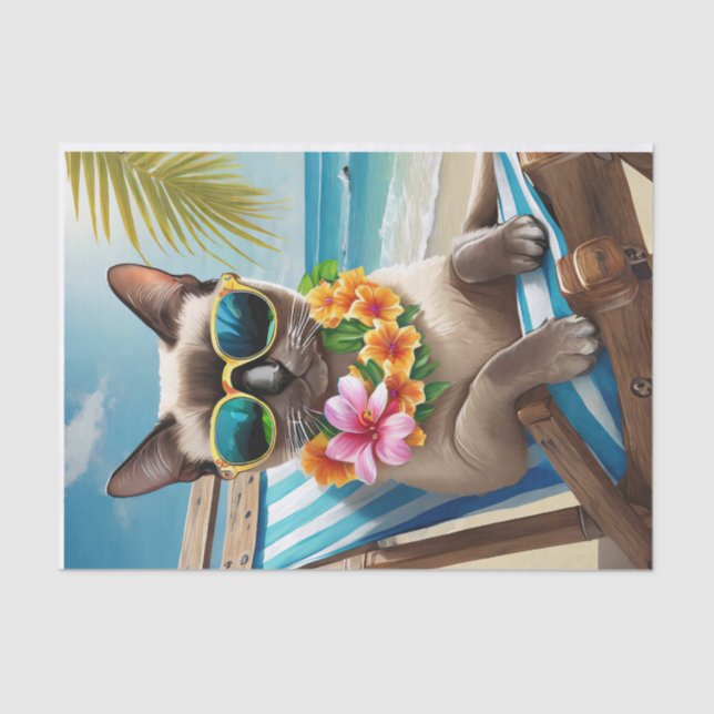 Papel De Seda Bernard Surf & Sand, Beachy Siamese Cat (Frente )