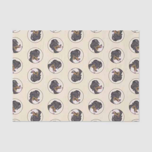 Papel De Seda Bernese Mountain Dog Berner Pintura Pet Art (Frente )