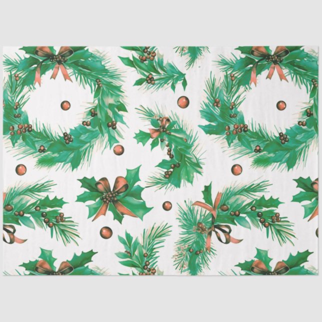 Papel De Seda Berries de inverno e Greenery foram o Natal (Frente )