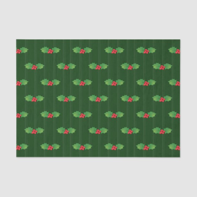 Papel De Seda Berries Holly Striped Vertical (Frente )