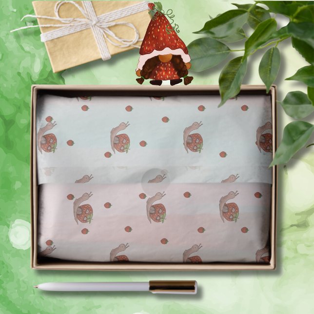 Papel De Seda Berry First Birthday Strawberry Snail (Berry First Birthday Strawberry Snail Tissue Paper)