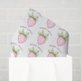 Papel De Seda Berry Sweet Watercolor Strawberry Girl Baby Shower