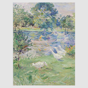 Papel De Seda Berthe Morisot - Garota em um barco com gansos