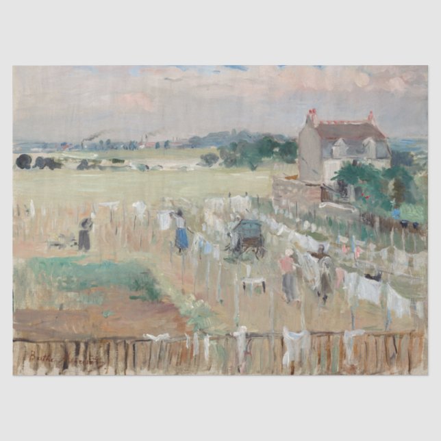 Papel De Seda Berthe Morisot - Pendurando a Roupa para Secar (Frente )